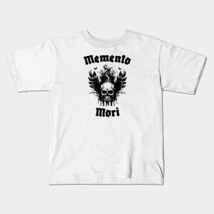 Memento Mori - Winged Skull in Black Kids T-Shirt